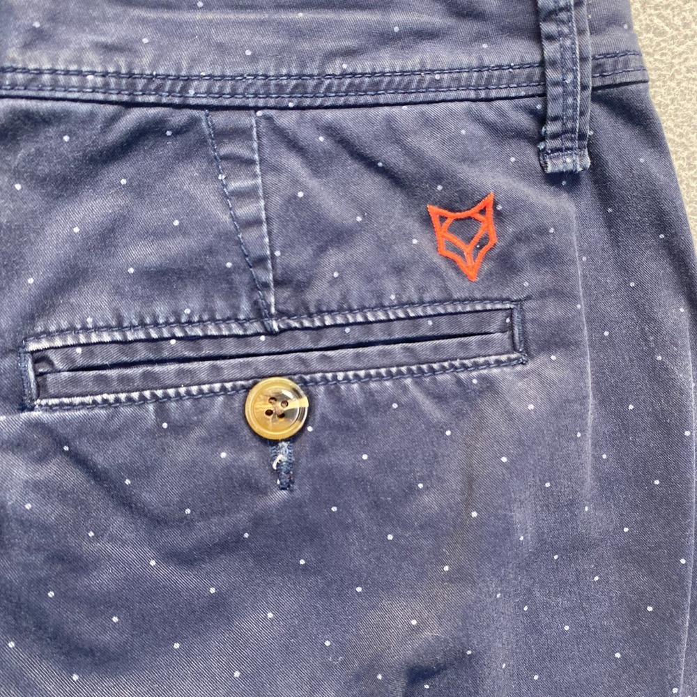 PRINCE & FOX Blue Slim Classic Chino Shorts Zip Fly Pockets Mens Size 31 - Picture 12 of 16
